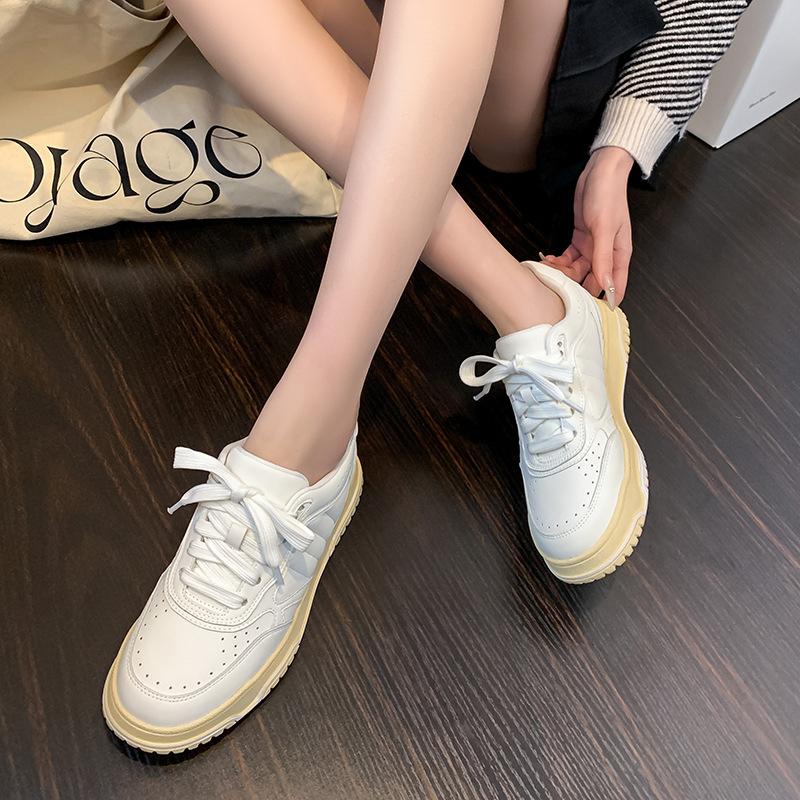 Platform White Shoes Women's New Spring Lace-up Retro Sports Casual Shoes Women's All-Matching Sneakers