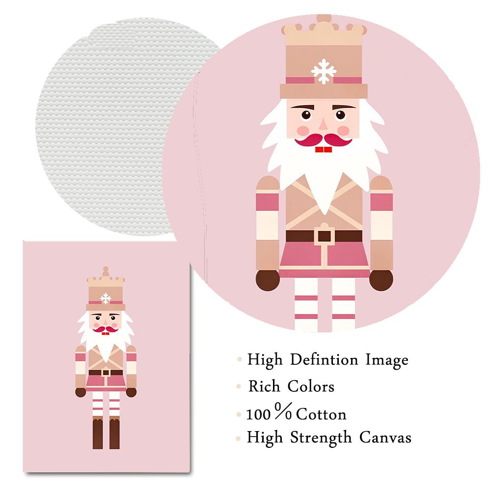 Pink Christmas Tree Snowman House Posters Canvas Painting Wall Art Pictures Winter Holiday Prints for Home Farmhouse Decoration