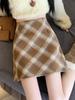 Korean Style Retro Plaid High-Waist Wool A-Line Skirt for Women - 2024 Autumn/Winter Collection