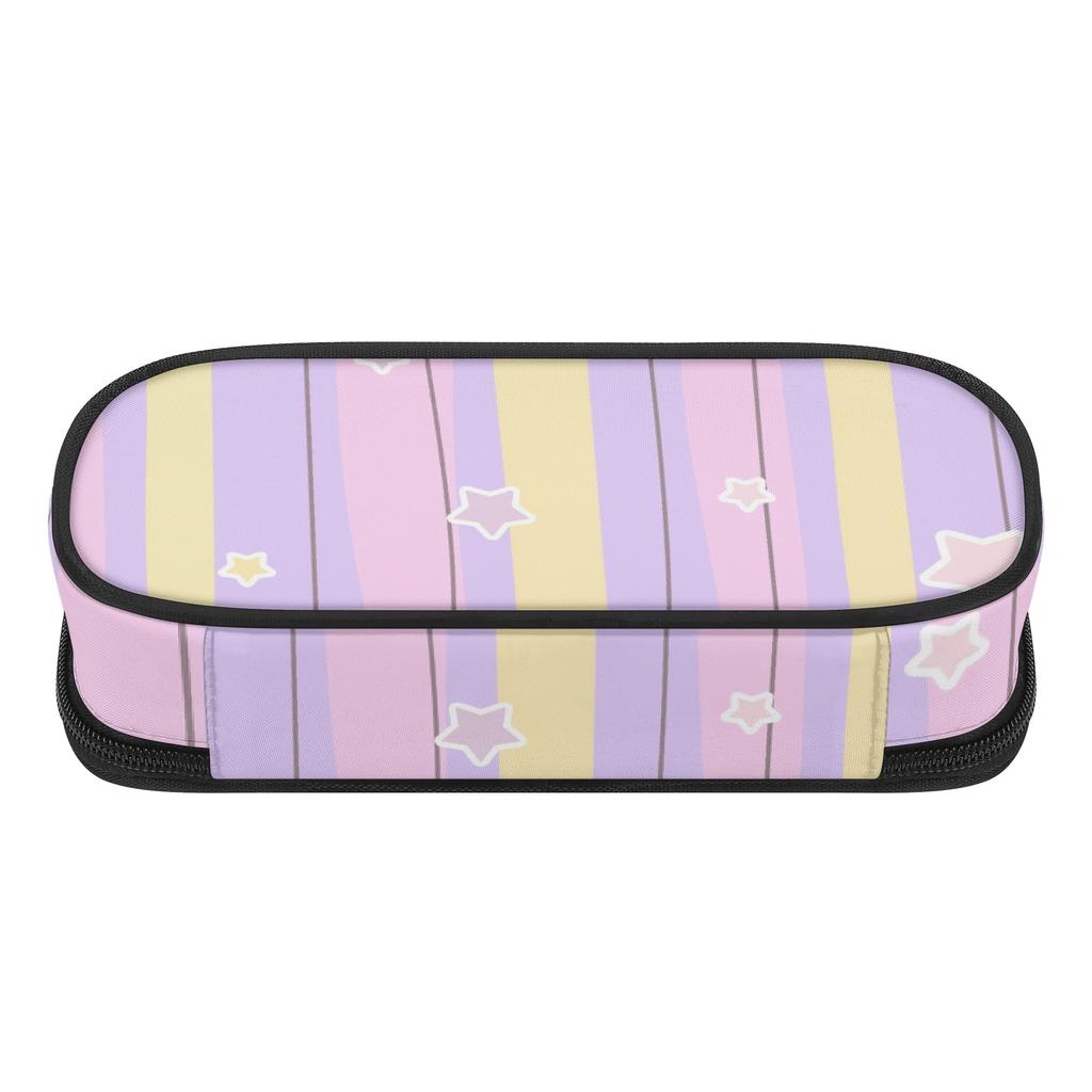 Pencil Case Daily Use Strong Polyester Fabric Smooth Zipper with Main Compartment Mesh Pocket and Pen Slots for School and Study