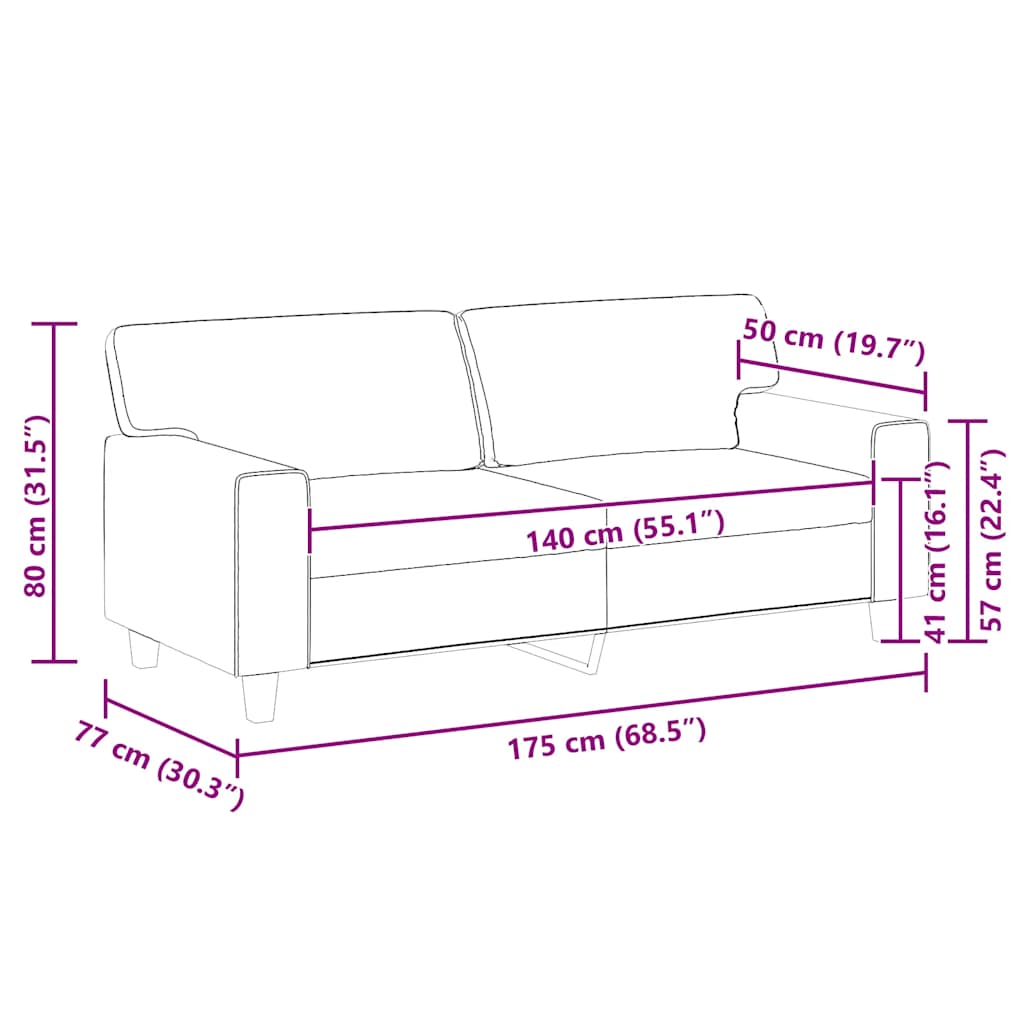 2 Seater Cream Sofa 140 Cm Faux Leather