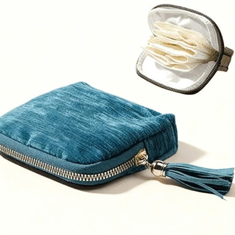 Tassel Zipper Velvet Jewelry Storage Bag Portable 6 Large Capacity Layers Organizer for Girls Daily Jewelry Storage A1