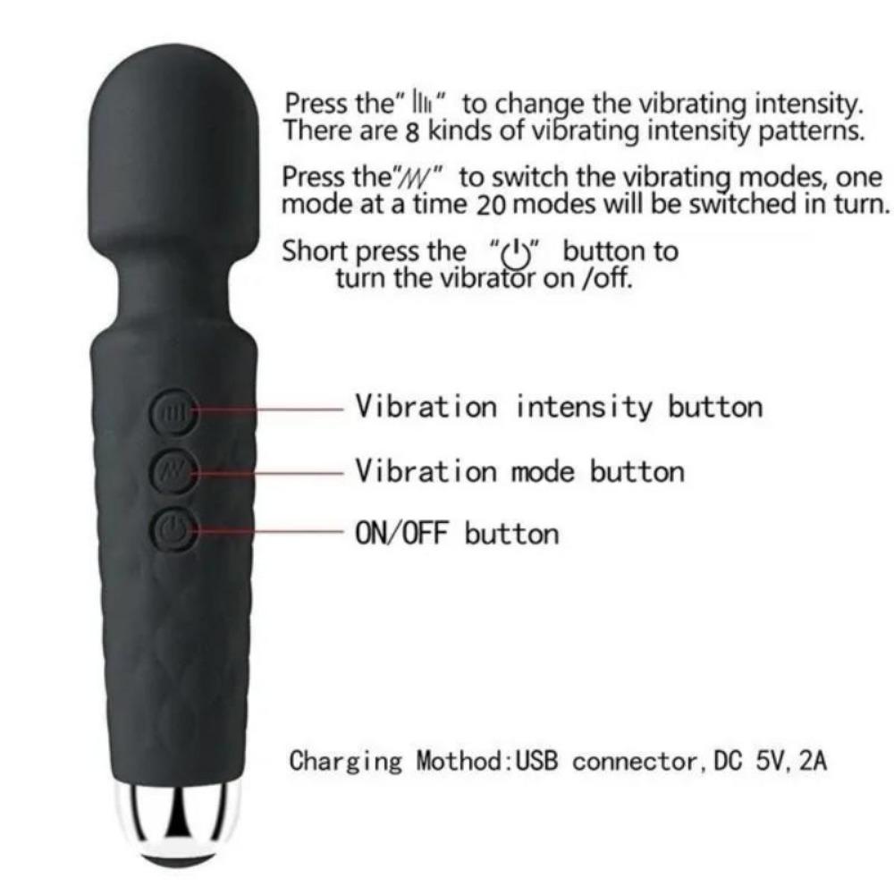 Leistungsstarker Zauberstab, 8 Geschwindigkeiten und 20 Vibrationsmuster, AV-Vibrator, Sexspielzeug für Frauen, Klitoris, Sexshop, G-Punkt, vibrierender Dildo, Bullet