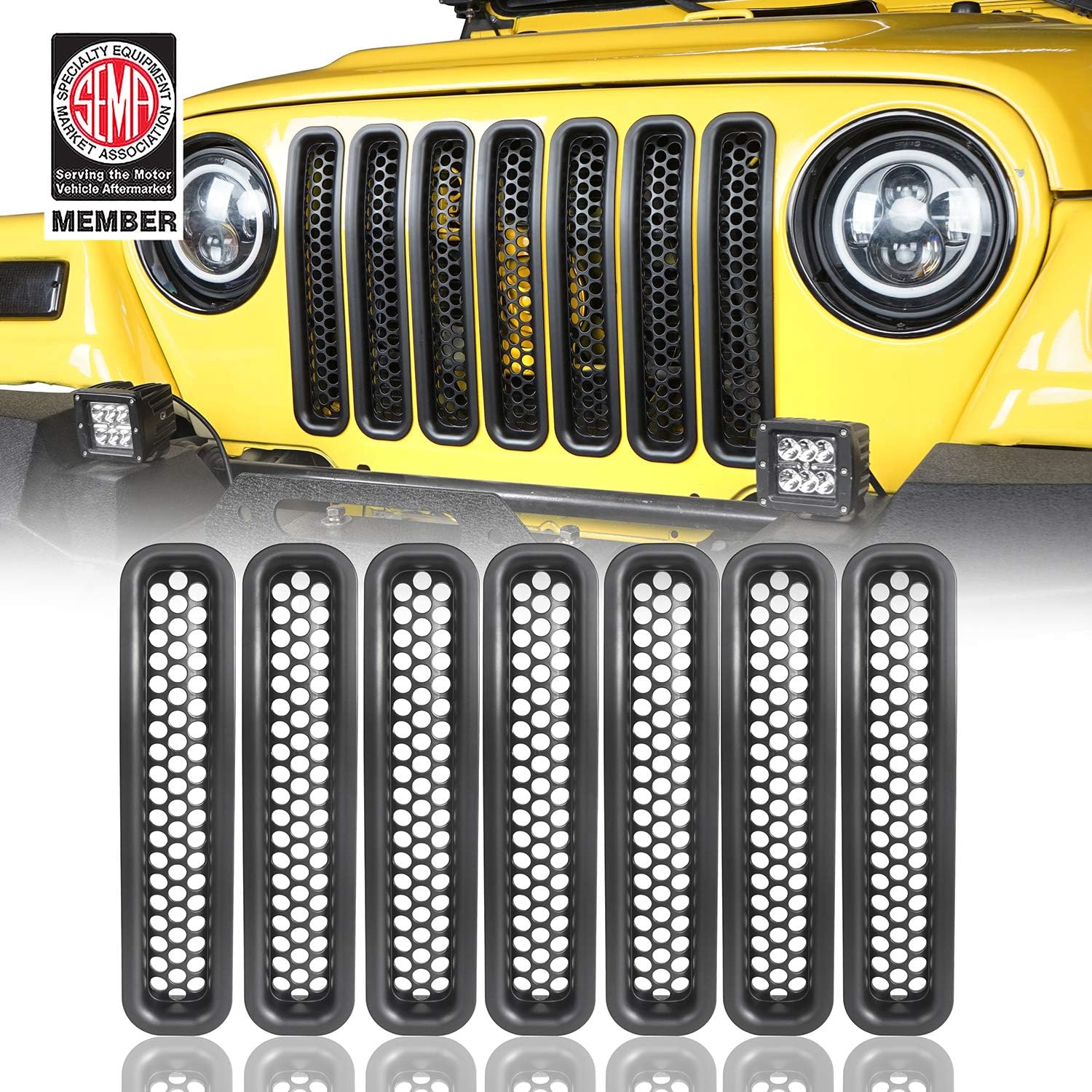 Wrangler TJ Grill ert Honeycomb Front Grille Mesh Guard for Jeep TJ Wrangler & Unlimited 97-06