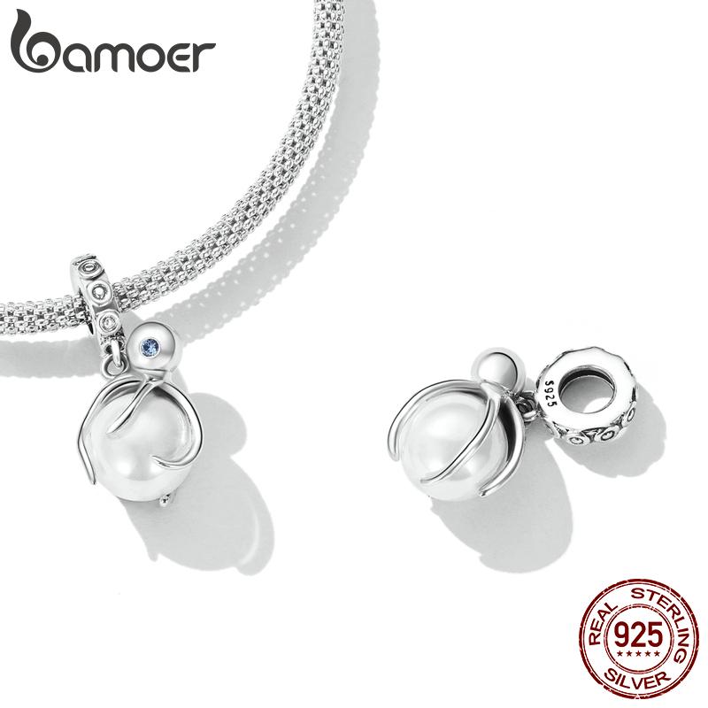 

BAMOER из стерлингового серебра 925 пробы, серия Ocean, подвески в виде ракушки осьминога, подвеска из бисера, подходит для женщин, браслет и браслет для самостоятельного изготовления, ювелирные изделия 925 silver