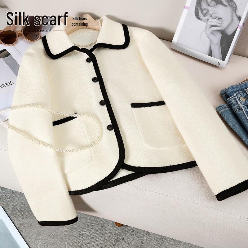 

Женская куртка колор-блок с лацканами и длинными рукавами L