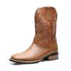 Men's Classic Retro Western Cowboy Boots Mens Patchwork Embroidery Mid-Calf Leather Boot Designer Casual Shoes for Men