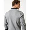 Men's Retro Color Block Long Sleeve Polo – Soft Touch Jersey Shirt with Contrast Cuffs & Vintage Logo – Smart Casual Business Wear