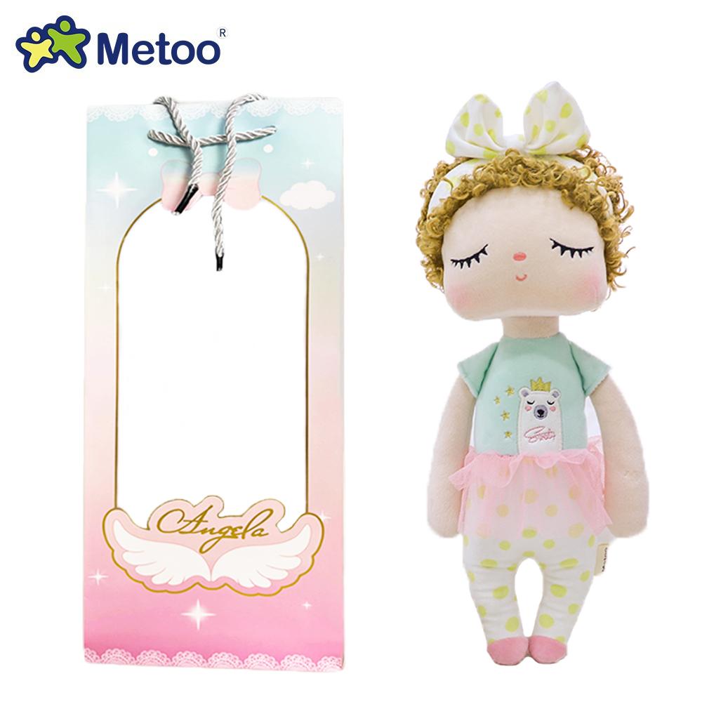 Metoo Angela Doll Rabbit Featuring Paper Pouch Boxed Stuffed Animals Plush Playthings Sleep Dolls Children Appease Infant Birth Date Holiday Gifts