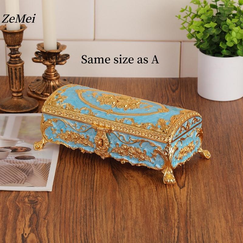Retro Bracelet Storage Box Jewelry Organizer,Card Storage Box Style Alloy Necklace Ring Storage Jar Dresser Display Couple Gifts