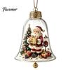 Christmas Gift for Family Friends 3D Bell Ornament, Winter Scene Clear Decoration with Santa Snowman Reindeer Decorative Spheres Angel Tree