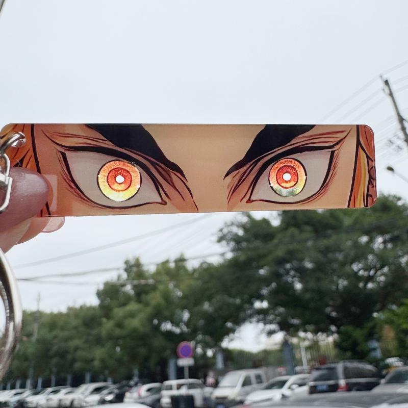 

1Pcs Rengoku Kyoujurou Kimetsu No Yaiba Shining Eyes Double Sided Light-Transmitting Bag Pendant Anime Demon Slayer Keychain