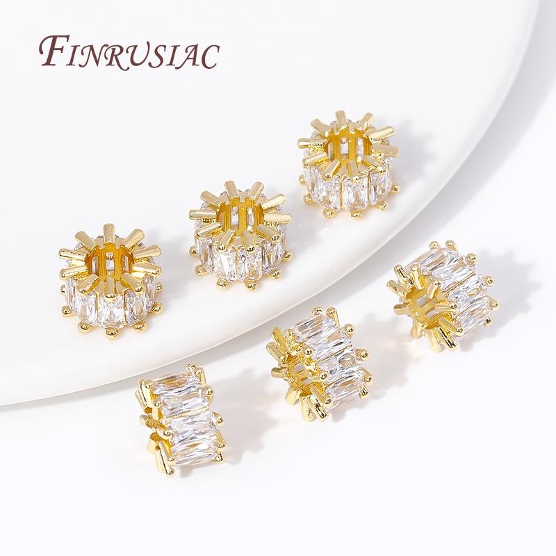 18K Gold Plated Zircon Crystal Beads Accessories For Bracelets,Bead Separators For Jewelry Making DIY Beading,Spacer Beads