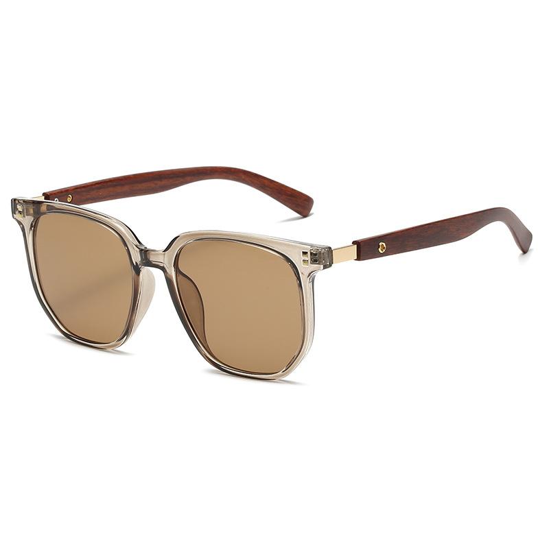 Classical Big Woodgrain Sunglasses Male Women Vintage Oversize Square Sun Eyeglasses Men Women Stylish Summer Vacation Driving Shades