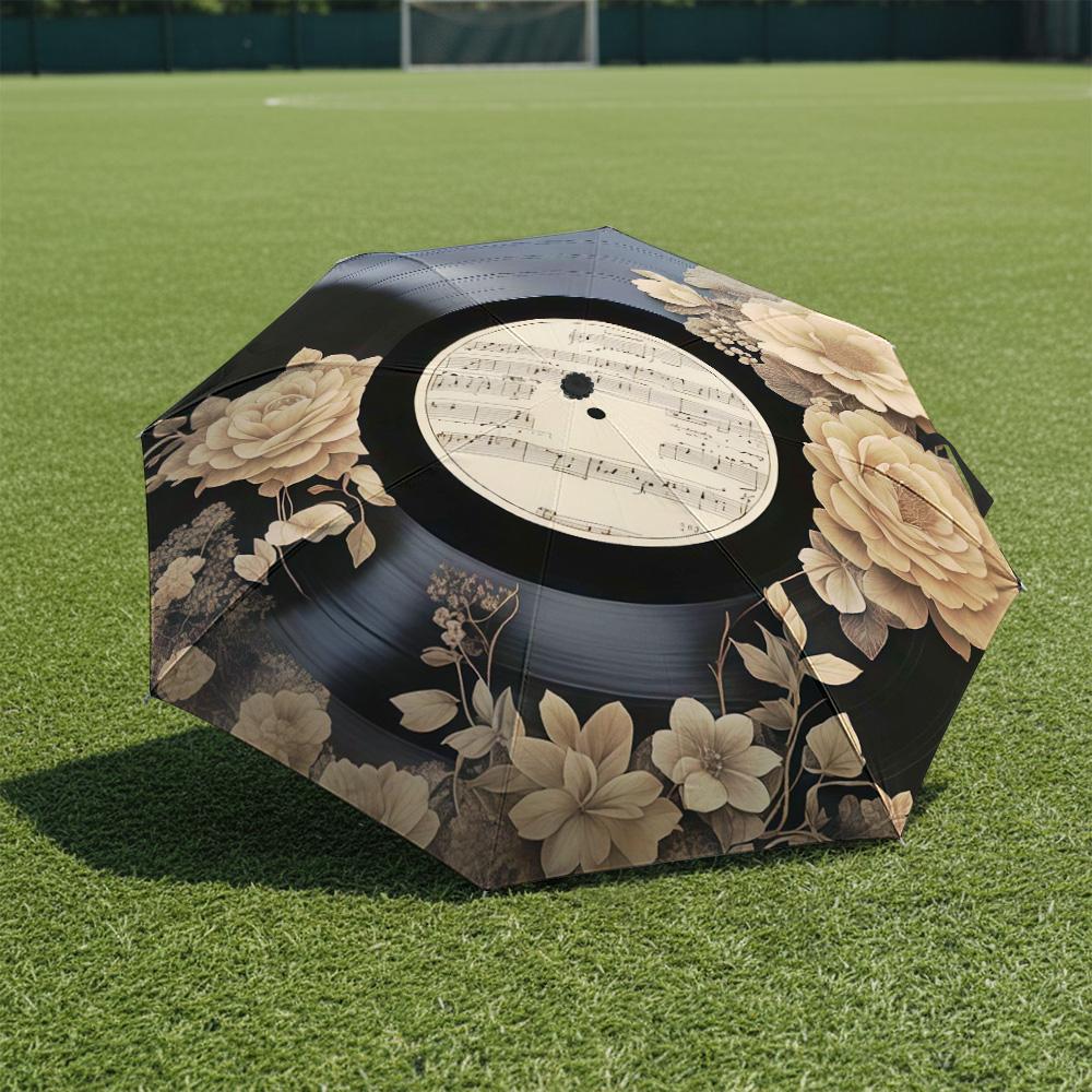 

1 PC Automatic Folding Umbrella-Music Pattern, Portable & Foldable Design with 8 Ribs, Christmas Birthday Gifts