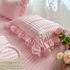 Koreaanse versie Lotusbladrand Katoen Effen Kleur Kussensloop Prinses Stijl Kant Kant Kussen Kernhoes 48 * 74 cm