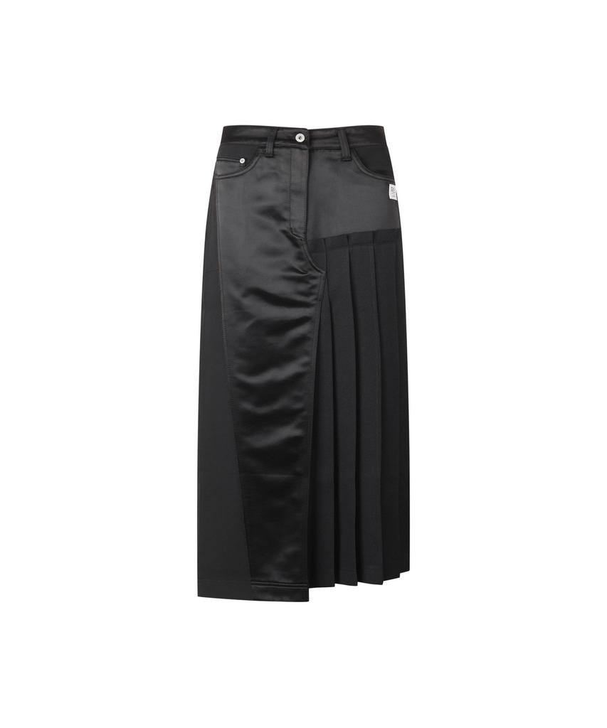 Recorde Asymmetric Pleats Half Satin Skirt Rqkaa25550Bkx