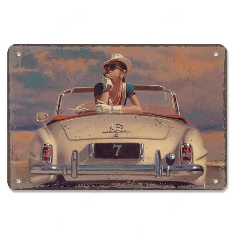 Metall-Wandskulptur Oldtimer | Blechschild, Retro Klassiker Auto Kunst, Halloween & Weihnachtsgeschenk, Bar/Pub/Garage Dekor