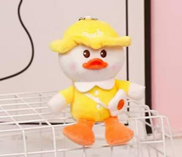 Crossbody Duck Plush Pendant Keychain - Cute Claw Machine Doll Ornament Toy