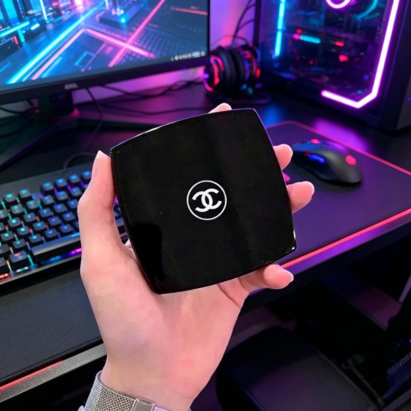 Chanel Foldable Pocket Vanity Mirror, Premium Cosmetic Accessory, Ideal Birthday Gaming Gift for Female Gamers & Gaming Desk Setup Decor