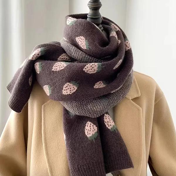 WTEMPO Gestrickte Jacquard Winter Lange Warme Schals Damen Verdickt Winddicht Kältebeständig Vielseitig Lässige Schals
