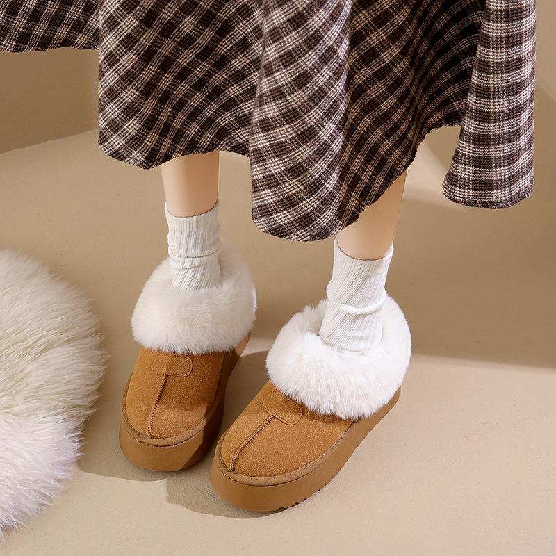 Snow boots women's winter velvet thickened waterproof and non-slip Northeast outdoor warm and cold-proof large cotton bread women's shoes