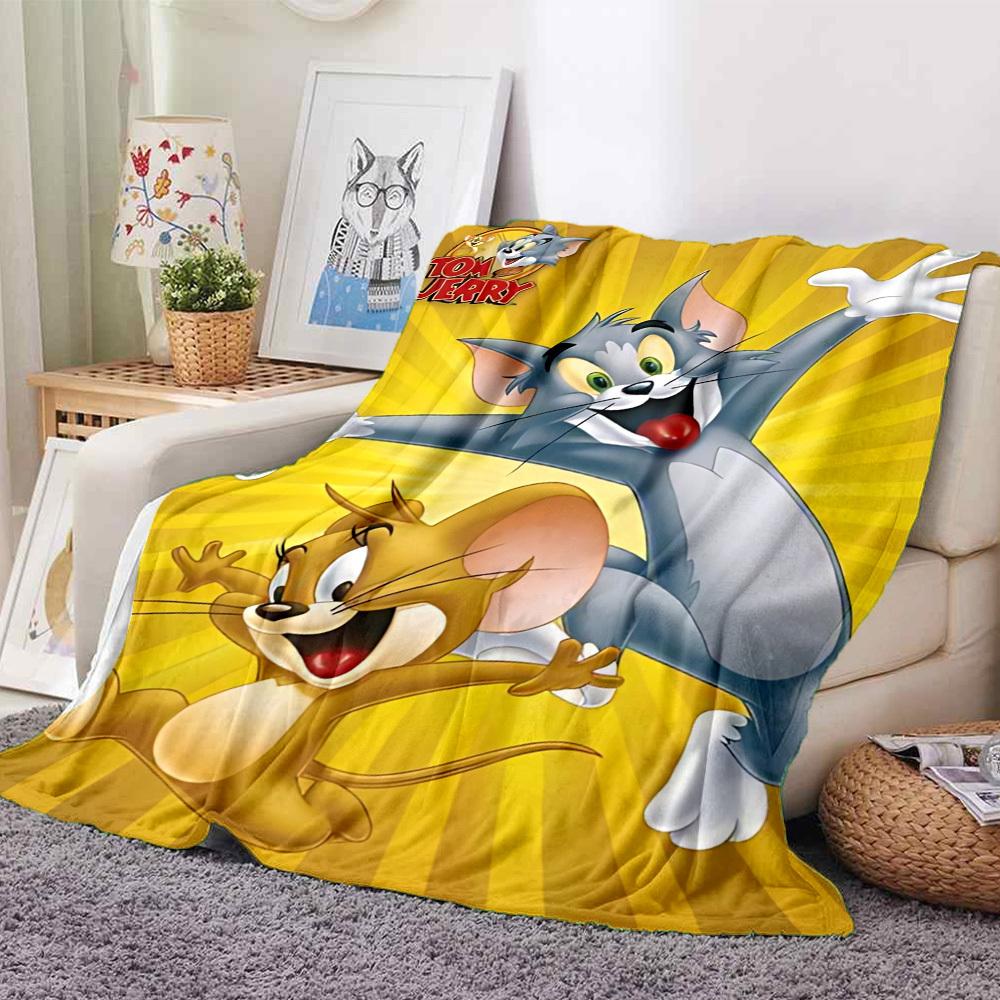 1pc Tom Jerry Blanket Lightweight Flannel Throw For Sofa, Bed, Travel, Livingroom, Office, Couch, Chair, And Bed