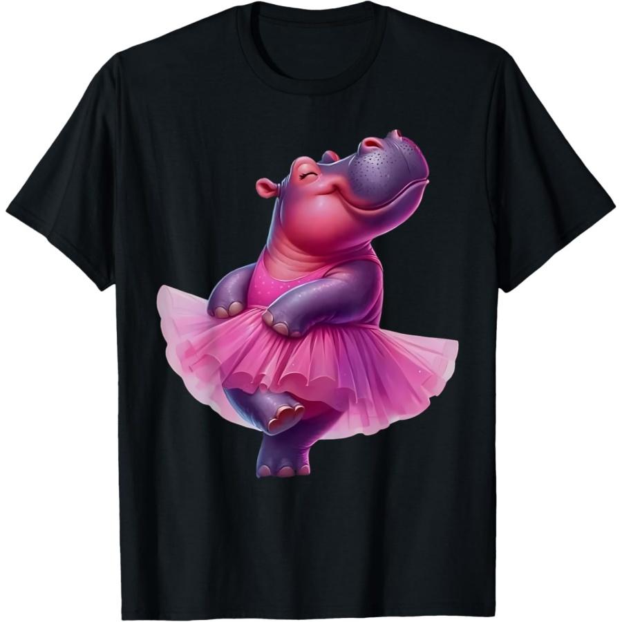 

Розовая футболка с танцующим гиппопотамом-балериной XXXXXL чёрный