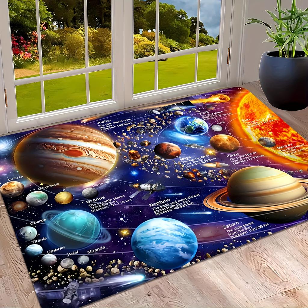 1pc Cosmic Planet Map Pattern Door Mat, Non-slip Floor Mat, Suitable for Living Room, Bedroom, Bathroom, Holiday Home Decoration