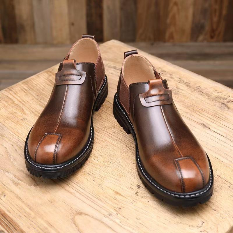 New Spring and Summer Men's Shoes Casual Short Boots British Trendy Leather Fashion Low-top Men's Boots Korean Version