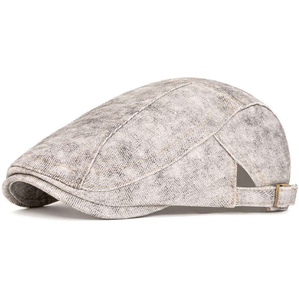 

HT4812 Mens Berets Women New Spring Autumn Cap Beret Hat Male Female 100% Cotton Ivy Flat Cap Washed Cotton Adjustable Beret Cap 55-60cm Adjustable серый