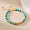 Gold Plated Stainless Steel Faceted Turquoise Beaded Charm Bracelet