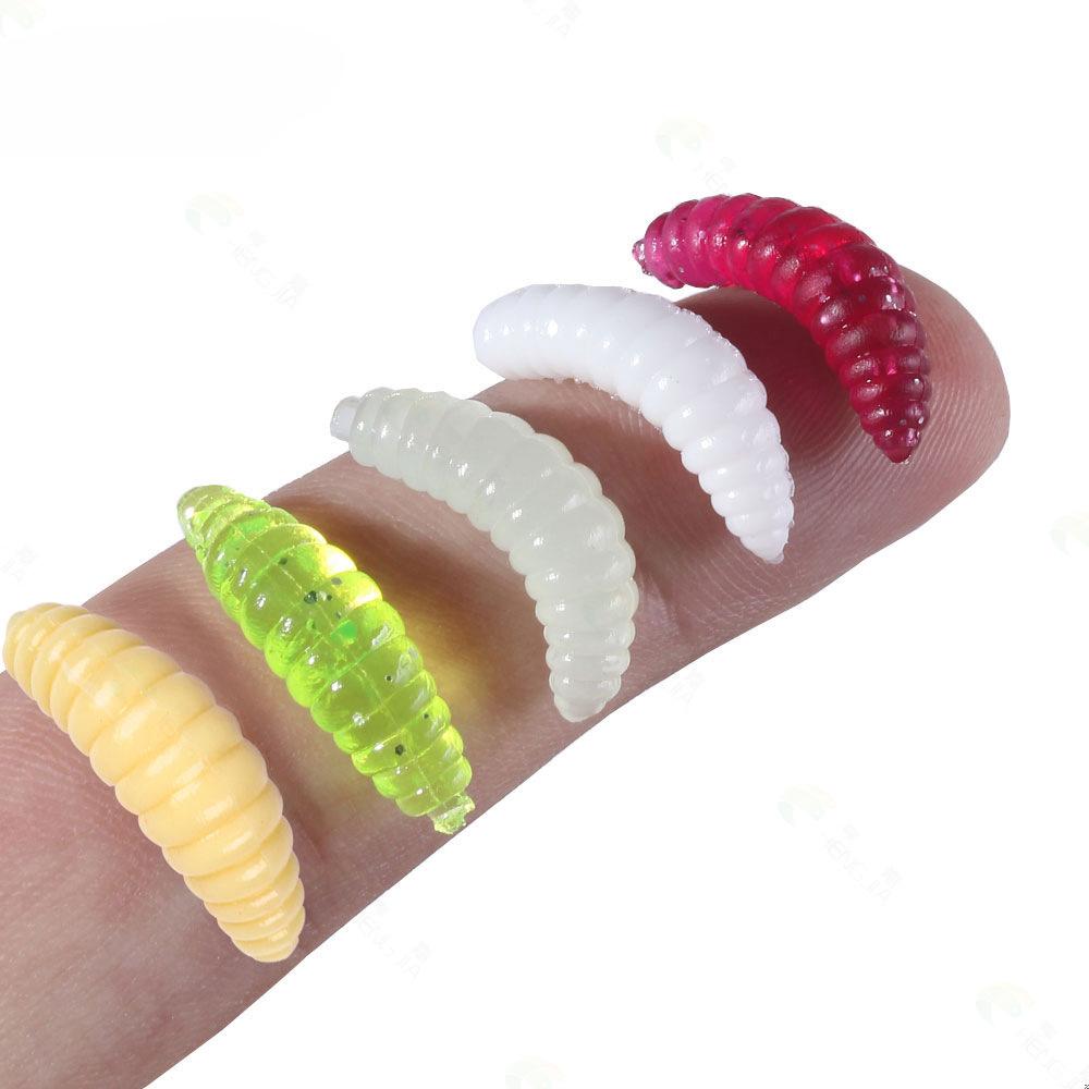 50 ks/krabice Svítící Silikonové Umělé Návnady na Červy LarvyMěkké Rybářské Lure Háčky Červí Zápach Svítící Návnady