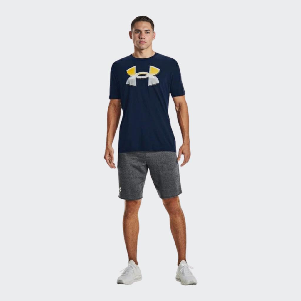 Under Armour Duży nadruk z logo Codzienny T-shirt z okrągłym dekoltem i krótkim rękawem Męskie Góry Niebieski 1370520-408