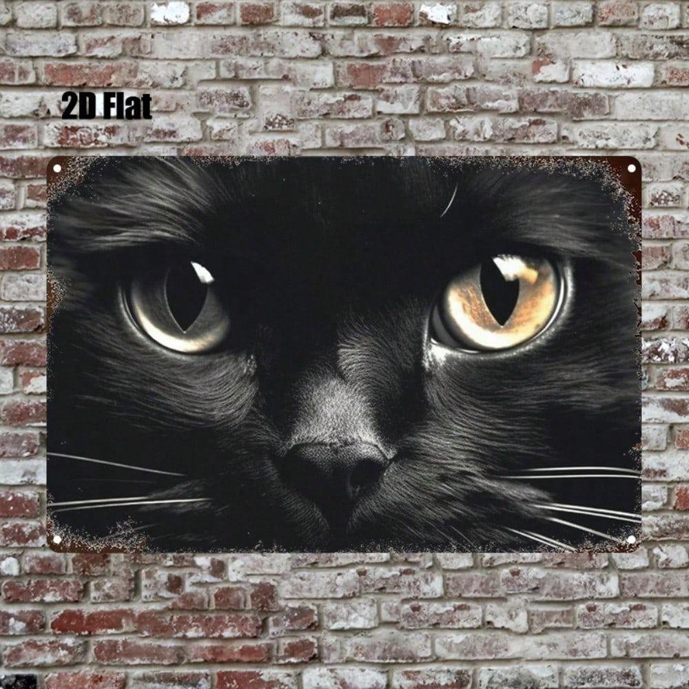 Black Cat Metal Wall Art Vintage Minimalist Decor
