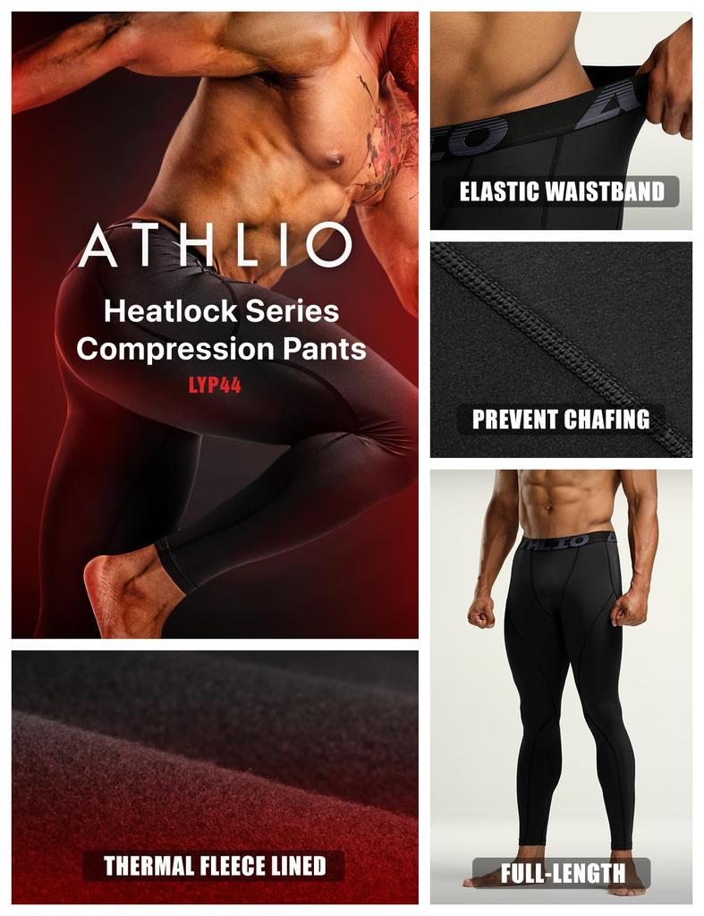 Compression Sports Tights for Cold 3 Pairs Sports Compression Running Training Sports Warm Innerwear [ATHLIO] Tights, Men, Winter, Protection,