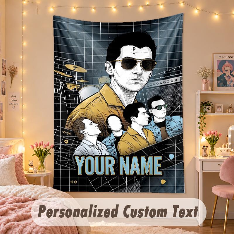 Custom Personalized Tapestry,Arctic Monkeys Print Custom Name Text Wall Art Hanging for Bedroom