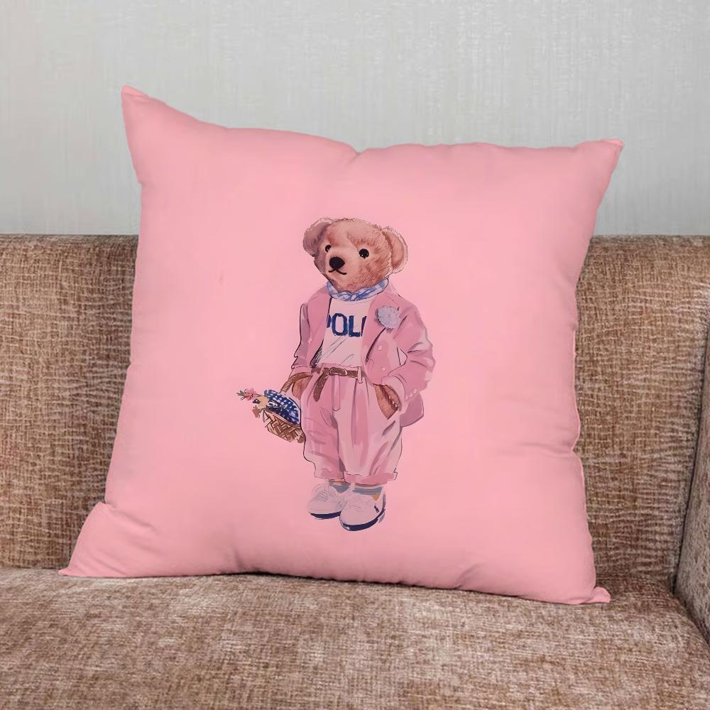 Fashion Bear P-PoloS Pillow Case For Home Bedroom Car Office Decoration Living Room Sofa Cushion Cover Suitable