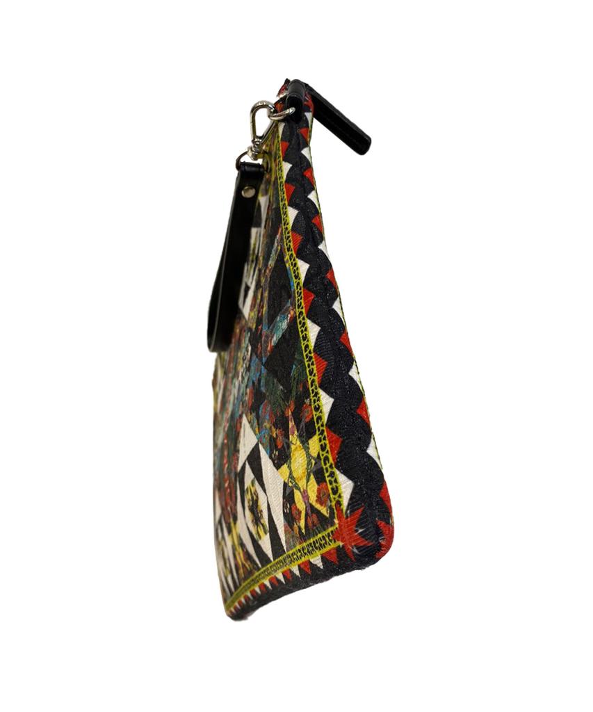 Greedilous Black Geometric Clutch Bag