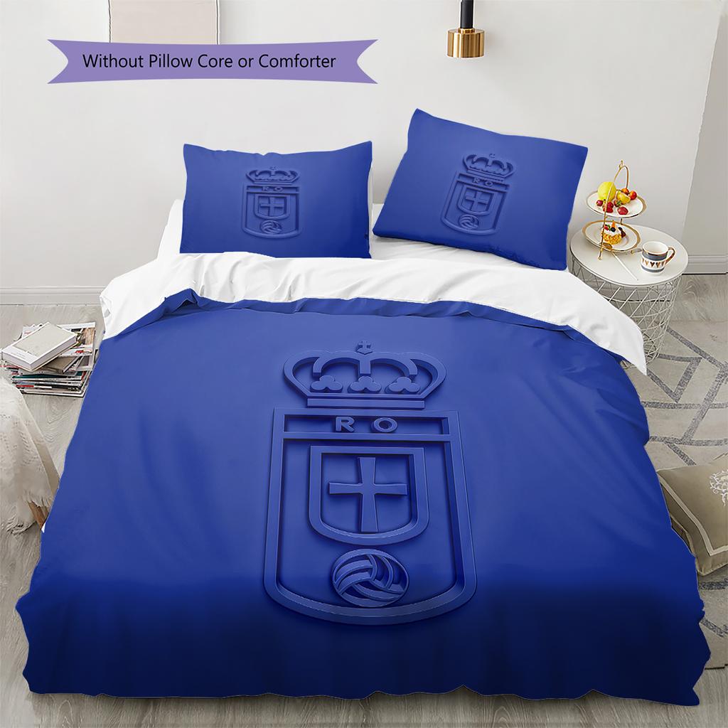 Real Oviedo Muster Bettwäsche Steppdecken-Set Heimdekoration Geschenk (1 Bettbezug + 2 Kissenbezüge (ohne Füllung))