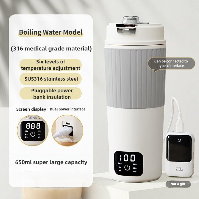 650ML Dormitory Integrated Boiling Water Cup Portable Travel Insulation Kettle Household Small Electric Heating Water Cup