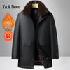 Yalu Men's Mid-Length Faux Leather Winter Jacket