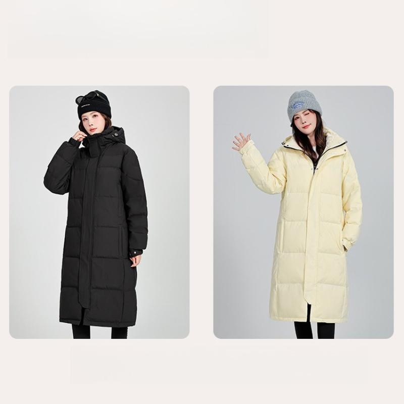 Luxury high-end winter long over-the-knee solid color loose thick windproof down jacket for men and women couples