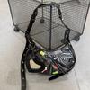 Y2K Millennium Girl Style Crescent Underarm Bag PU Rivet Graffiti Shoulder Crossbody