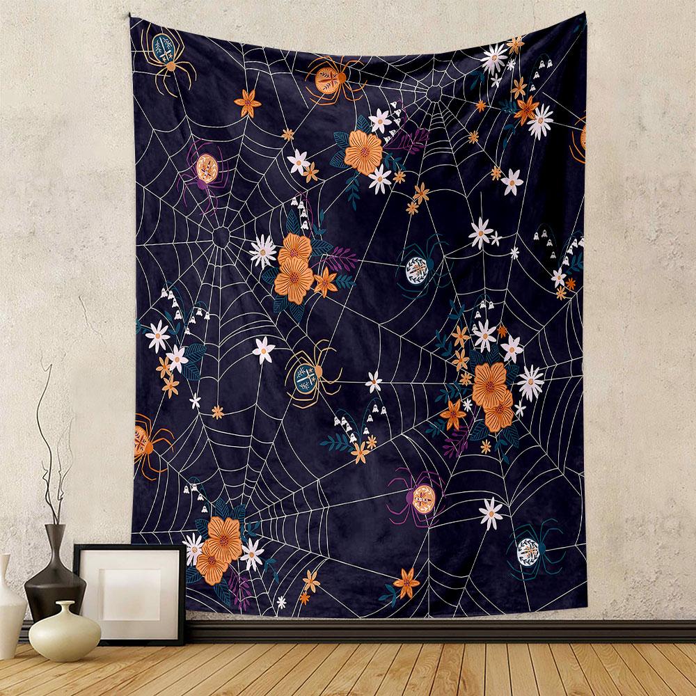 Floral Spider Web Pattern Design Patterned tapestry home decor, suitable for bedroom and living room, gift