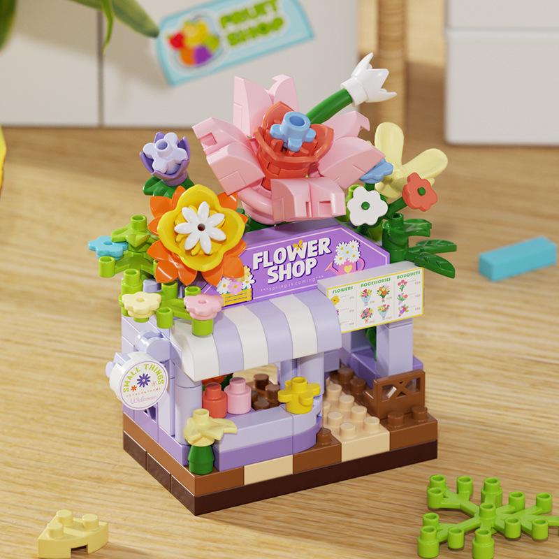City Streetscape Building Blocks: Coffee Cola Convenience Store Models & Ornaments for Kids