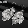 925 Sterling Silver Women's Layered Hollow Tassel Long Hanging Piercing Earrings Fashion Wedding Jewelry