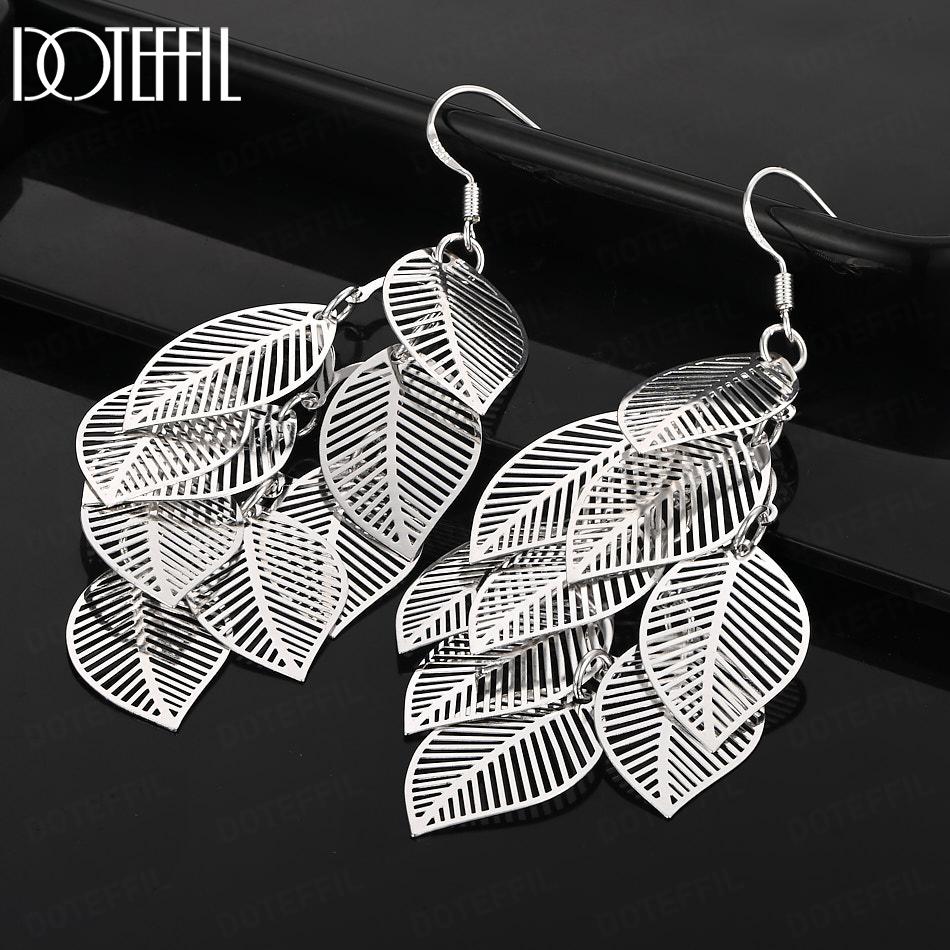 925 Sterling Silver Women's Layered Hollow Tassel Long Hanging Piercing Earrings Fashion Wedding Jewelry