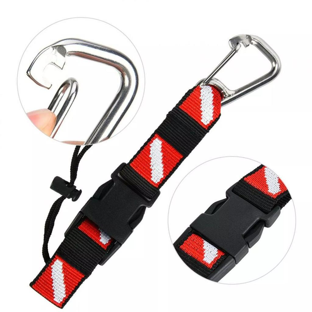 Scuba Lanyard Clip with Webbing Strap Quick Release Buckle Nylon Scuba Diving Lanyard Strap AntiLost Lanyard Strap