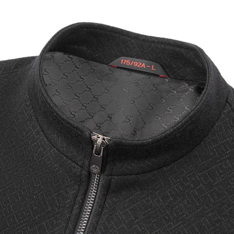 Septwolves Men's 24% Wool Stand Collar Knit Jacquard Jacket